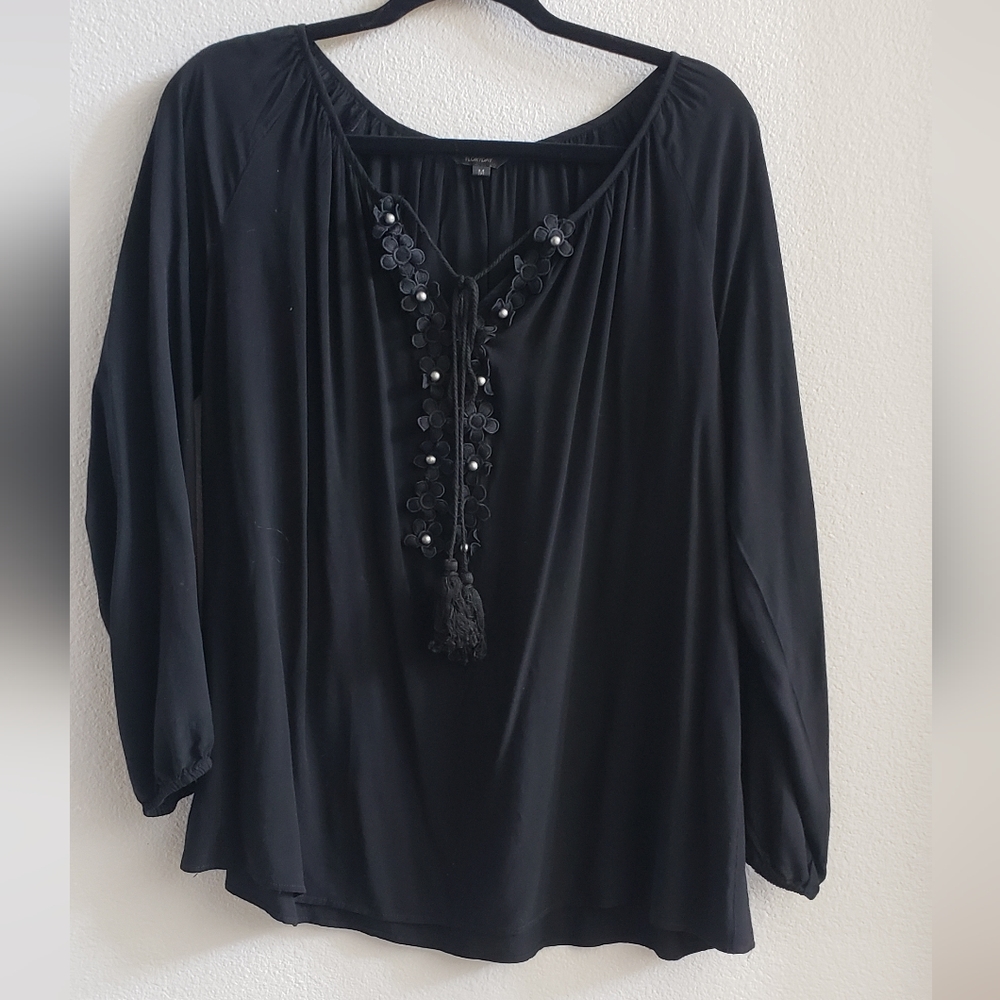black boho style blouse size medium